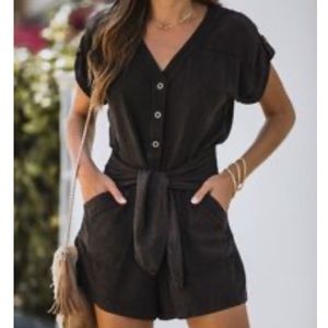 Vici Dolls Houston Pocketed Button Down Romper